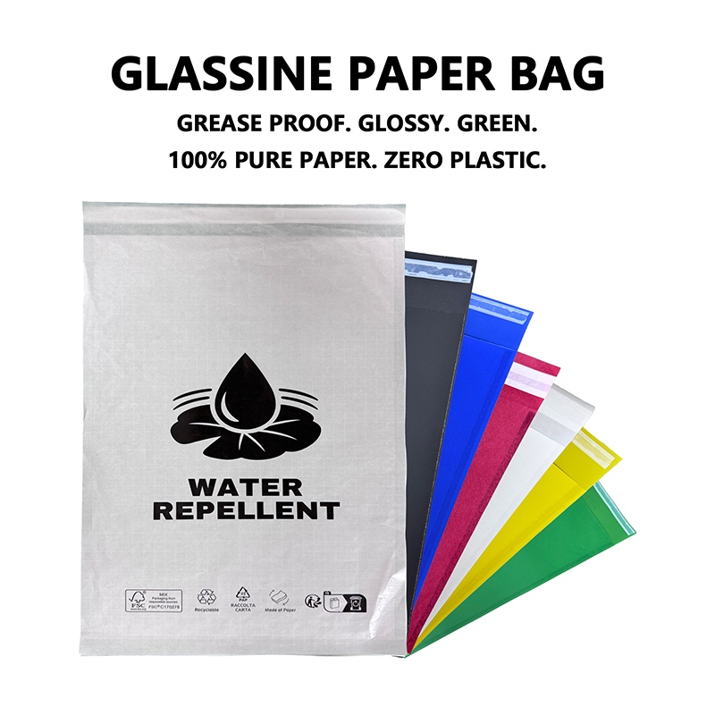 Tas Kertas Glassine Custom kanggo Kemasan Busana Mbantu Merek Ganti Kemasan Plastik