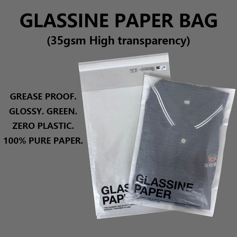 Tas Kertas Glassine Transparansi Tinggi Kustom Mbantu Merek Transisi menyang Kemasan Bebas Plastik