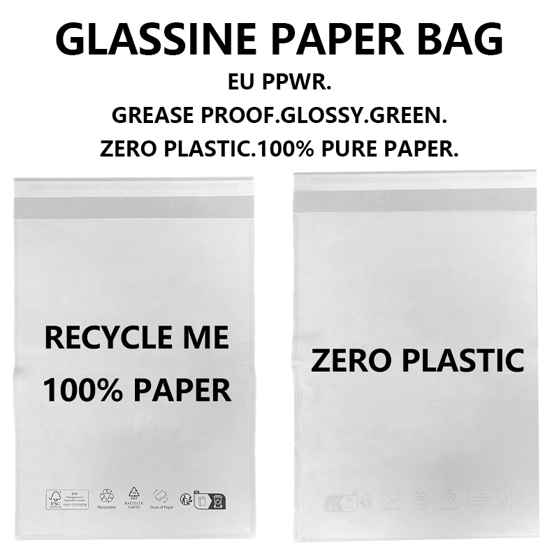 Custom EU PPWR Compliant Glassine Paper Bag Plastik Produsen Kemasan Daur Ulang Gratis