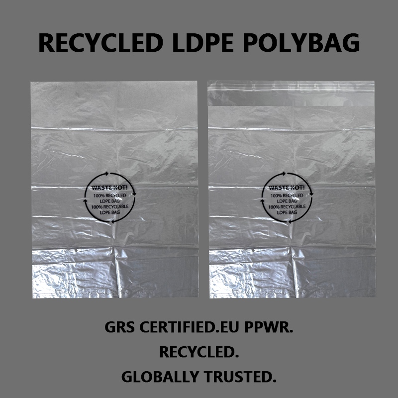 Polibag LDPE Daur Ulang Kustom GRS kanthi Segel Self-Adhesive kanggo Kemasan Busana