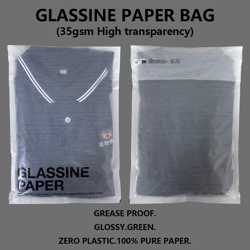 Custom High Transparansi Glassine Paper Garment Bag