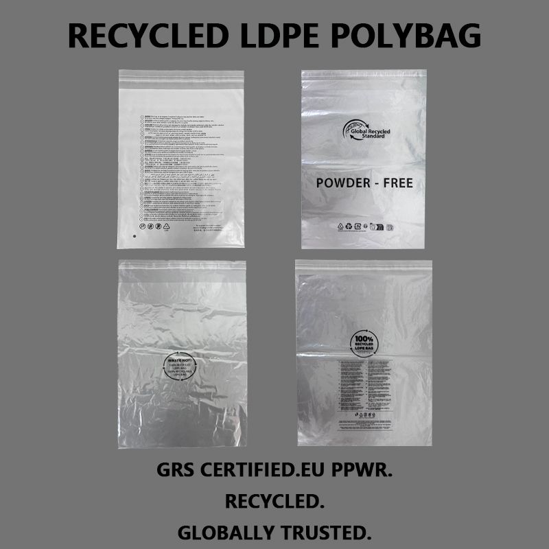 Custom Recycled LDPE Polybag GRS Certified Packaging Bag
